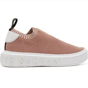 New Schultz Dernia Platform Knit Sneaker Sz 9 Nude